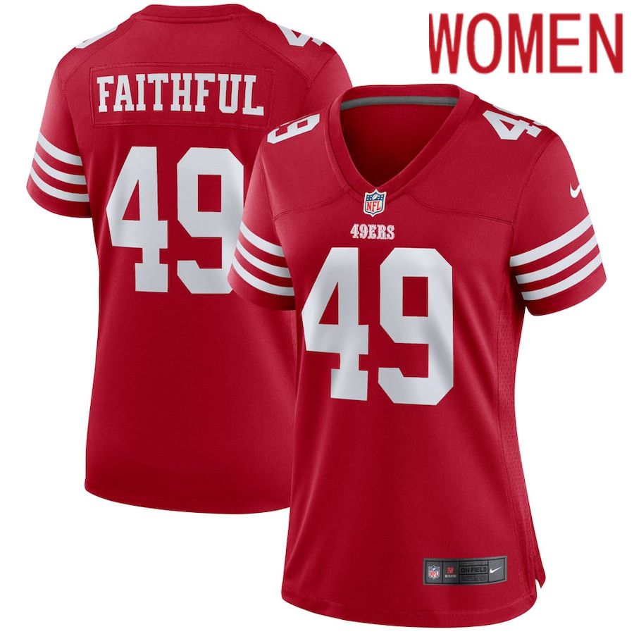 Women San Francisco 49ers #49 Faithful Nike Scarlet Player Game NFL Jersey->women nfl jersey->Women Jersey